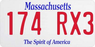 MA license plate 174RX3