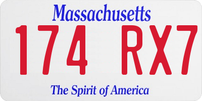 MA license plate 174RX7