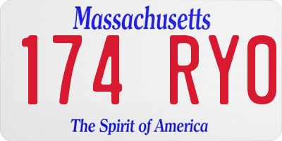 MA license plate 174RY0