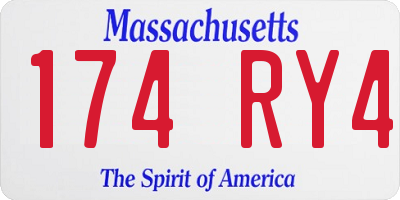 MA license plate 174RY4