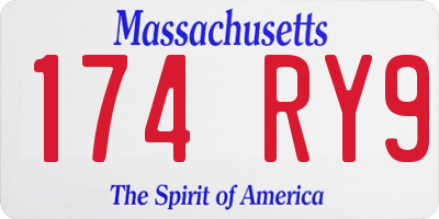 MA license plate 174RY9