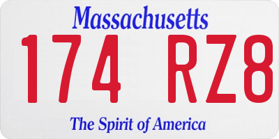 MA license plate 174RZ8