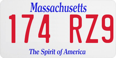 MA license plate 174RZ9