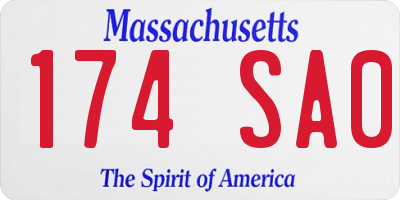 MA license plate 174SA0