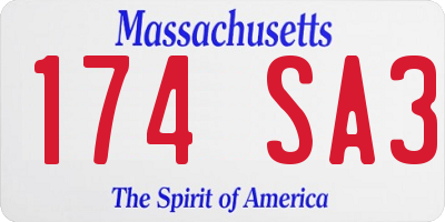 MA license plate 174SA3