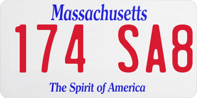 MA license plate 174SA8