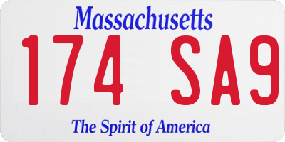 MA license plate 174SA9