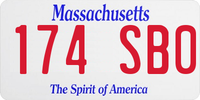 MA license plate 174SB0