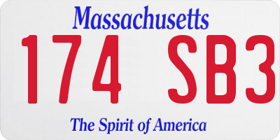 MA license plate 174SB3