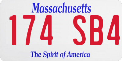 MA license plate 174SB4