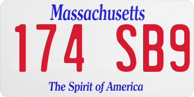 MA license plate 174SB9