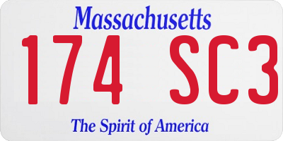 MA license plate 174SC3