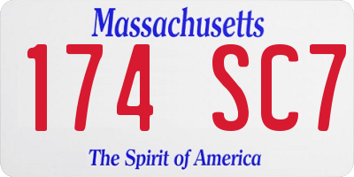 MA license plate 174SC7
