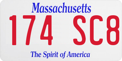 MA license plate 174SC8