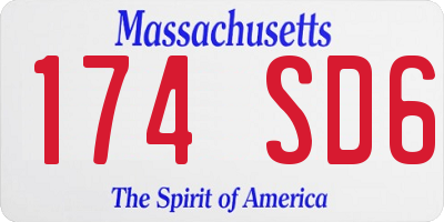 MA license plate 174SD6