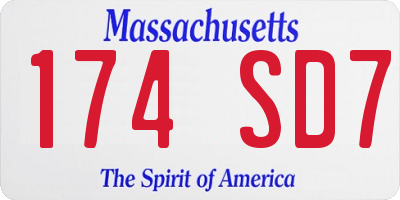 MA license plate 174SD7