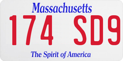 MA license plate 174SD9