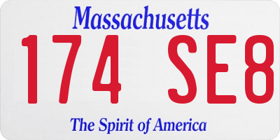 MA license plate 174SE8