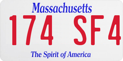 MA license plate 174SF4