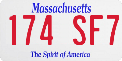 MA license plate 174SF7