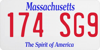 MA license plate 174SG9