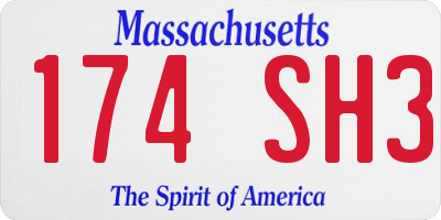 MA license plate 174SH3