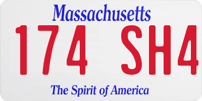 MA license plate 174SH4