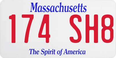 MA license plate 174SH8