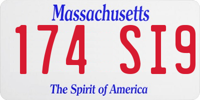 MA license plate 174SI9