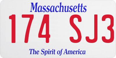 MA license plate 174SJ3