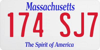 MA license plate 174SJ7