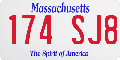 MA license plate 174SJ8