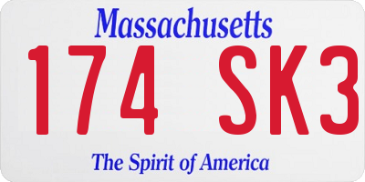 MA license plate 174SK3
