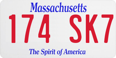 MA license plate 174SK7