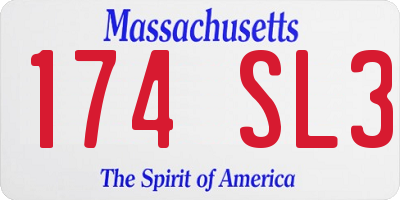 MA license plate 174SL3