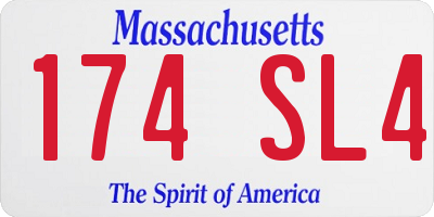 MA license plate 174SL4