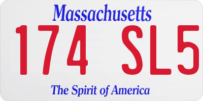 MA license plate 174SL5