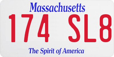 MA license plate 174SL8