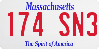 MA license plate 174SN3