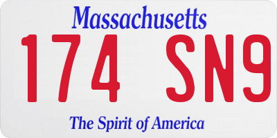 MA license plate 174SN9