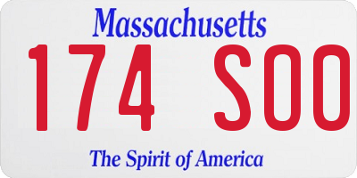 MA license plate 174SO0