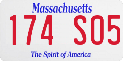 MA license plate 174SO5
