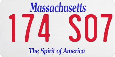 MA license plate 174SO7