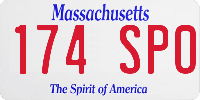 MA license plate 174SP0