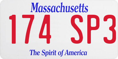 MA license plate 174SP3