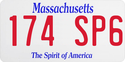 MA license plate 174SP6