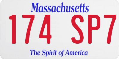 MA license plate 174SP7