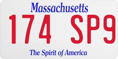 MA license plate 174SP9