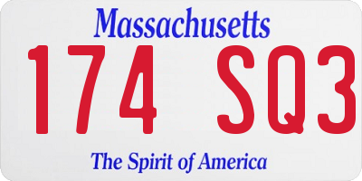 MA license plate 174SQ3
