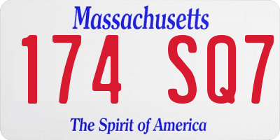 MA license plate 174SQ7